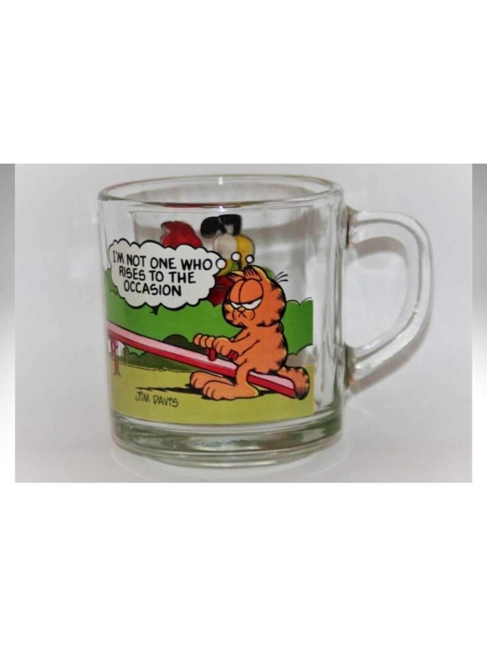 GARFIELD "I'm Not One Who Rises to the Occasion" Glass Mug*McDonald's 1980